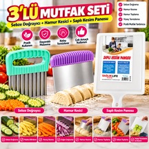 3 Lü Mutfak Seti Sebze Doğrayıcı Hamur Kesici Ve Saplı Kesim Panosu 6999