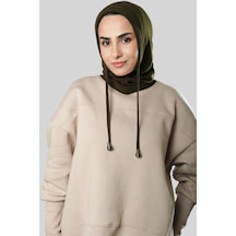 Hürrem Bone Haki Bağcıklı Balaklava Boyunluklu Bere Triko Düz 2325 09 Haki