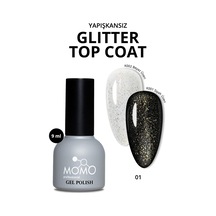 Momo Professional Protez Tırnak Kalıcı Oje Glitter Top Coat 01 Altın Sim 9 Ml