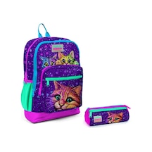 Coral High Mor Kedi İlkokul Sırt Çantası Ve Kalemlik Seti