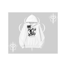 Tarzsokak Kapşonlu Sweatshirt Death Road Memento Mori Street Manifest Beyaz