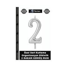 Özel Seri Kutlama Organizasyon Etkinlik 2 Rakam Gümüş Mum