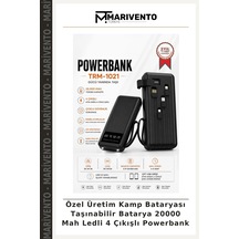 Özel Üretim Kamp Bataryası Taşınabilir Batarya 20000 Mah Ledli 4 Çıkışlı Powerbank Çok Renkli