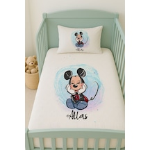 %100 Pamuk İsme Özel İsimli 100x150 Cm Pike Seti Mutlu Mickey