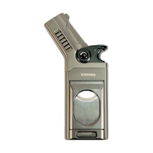 Cohiba Tek Torch Pürmüz Dahili S-v Cut & İğneli Gunmetal Metal Puro Çakmağı - Tr9482