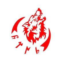 Kurt Hilal Ve Türk Yazısı Oto Sticker Yapıştırma Kırmızı 25Cm