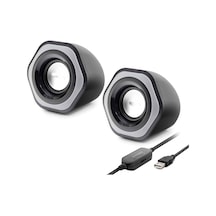 Bilgisayar Hoparlörü 1+1 Usb + 3.5 Mm + Ses Kontrol Siyah Spa2209