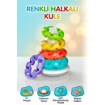Clemento-ni Eğitici Halka Atma Seti Montessori 6 Parça Sallanan Tabanlı Renkli Bebek Oyunacağı