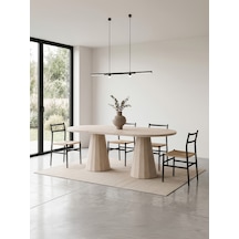 Ligna Traverten Açılır Oval Yemek Masası 90x160+30