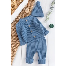 Babymod Triko Hırkalı Bereli Unisex Kışlık Bebek Takım 001