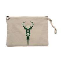 Milwaukee Bucks Logo Krem Clutch Astarlı Cüzdan / El Çantası Krem