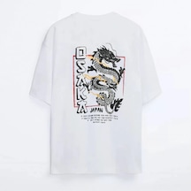 Tarzsokak Unisex Beyaz Oversize T-shirt Baskılı Osaka Tişört Beyaz