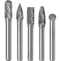 Mufunye 5'li Set Tungsten Çelik Döner Freze Uçları - 6mm Sap, 8mm Baş Çapı - Metal İşleme Ve Şekillendirme İçin