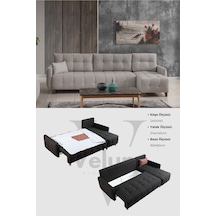 Orion Köşe Koltuk Takımı & L Koltuk Sandıklı & Yataklı Krem & Köşe Takımı