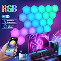 Rgb Led Akıllı Altıgen Duvar Lambası Kumandalı Gece Işığı RGB