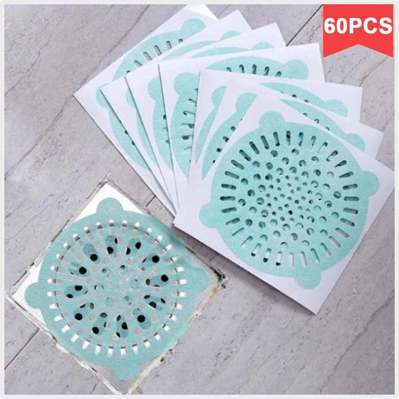 Kosona Banyo Mutfak Su Tüpü Saç Toplayıcı, Tek Kullandım Nonwoven Filtre, 10cm Su Geçirmez, 60 Adet Yeşil Yeşil