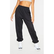 Basic Düz Eşofman Altı Jogger - Siyah Lastik Paça Yüksek Bel Siyah-260222