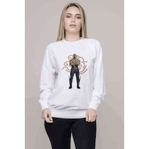 Drax Yenilmezler Baskılı Beyaz Kadın Sweatshirt