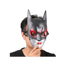 Kırmızı Gözlü Siyah Batman Maske - Lastikli Batgirl Maskesi 28x17 Cm "