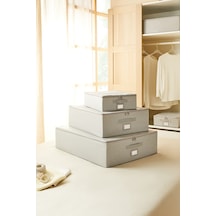 Ocean Home Textile 3'lü Gri Balıksırtı Destekli Hurç Set 31 x 38 x 12 + 45 x 55 x 18 + 55 x 70 x 18 cm