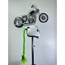 Motor & Motosiklet Tek Yeşil Örgü Saç Kask Dış Aksesuarı Diğer