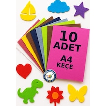 Keçe A4 Renkli Keçe Karışık 10 Lu 1 Pakette Farklı Renk 10 Adet Diğer