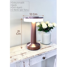 Dokunmatik Masa Ve Gece Lambası Dokunmatik Lamba Abajur Led Şarjlı Masa Lambası Ledli Rose Gold 21cm Gold