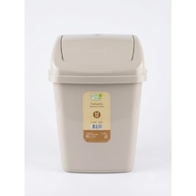Polytime Mini Sallanır Kapak Ofis Banyo Mutfak Çöp Kutusu Kovası / 2,5 Litre / Krem / 24x12x16 Cm.