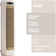 Goldenqian Yeni Duvara Monte Klima Fanı Sessiz Ev Şarj Edilebilir Kule Fanı Dikey Masaüstü Hava Soğutucu Yatak Odası Oturma İçin Khaki
