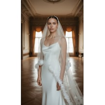 2,5 Mt Boy 1.5 Mt En Çiçekli Gelin Duvağı