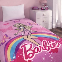 Lisanslı Barbie Sun Tek Kişilik Battaniye Beyaz