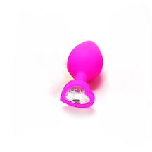X-sense Kalpli Pembe Silikon Parlak Beyaz Taşlı Anal Plug