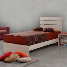 Pasifichome Huga Tek Kişilik Ahşap Karyola Meşe 100Lk / Başlıklı Karyola