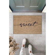 Rugmood Modern Dijital Baskı Paspas - Popüler Home Sweet Home - Kapı Önü Paspası 70x45cm Kahverengi