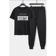 Uyguntarz Unisex Houston Baskılı 2'li Eşofman Takımı Siyah