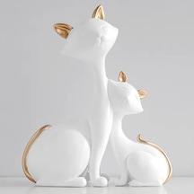 Beyaz Reçine Kedi Figürleri Minyatür Dekoratif Hayvanlar Masaüstü Hediye Kedi Heykeli Süsler Ev Dekorasyon Casa Oturma Odası Aksesuarları