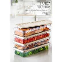 4 Adet 1170ml. Freshbox Saklama Kabı Seti - Mikrodalga Ve Difrize Uyumlu Krem
