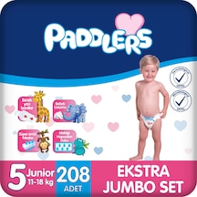 Bebek Bezi 5 Numara (11-18 Kg) Junior 208 Adet – Ekstra Jumbo Set, 12 Saat Kuruluk