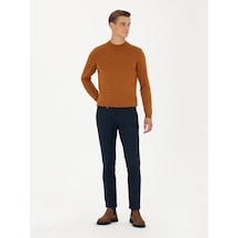 Cacharel Lacivert Beli Kemer Tokalı Slim Fit Kanvas Pantolon