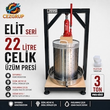 22 Litre Üzüm Sıkma Presi Çelik Gövdeli 304 Paslanmaz Şarap, Pekmez, Meyve & Soğan Sıkma Presi