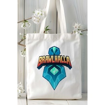 Art Hediye Brawlhalla Oyun Baskılı Bez Çanta Çift Taraflı Baskı Kişiye Özel Beyaz Model 1 Çok Renkli