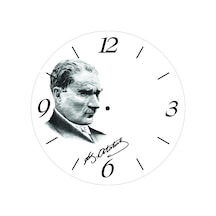 En Çok Satılan Atatürk İmza Portre Solda Çap 30cm Sessiz Akar Bombeli Gerçek Cam Duvar Saati Çok Renkli