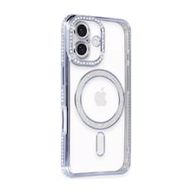 Zengemtx Newface Apple Uyumlu iPhone 16 Kılıf Joke Simli Magneticsafe Kılıf - Mavi