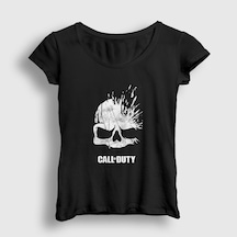 Presmono Kadın Skull Call Of Duty T-shirt Siyah