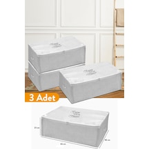 Serstil 3 Adet - Büyük Boy Baza Altı Gri Çizgili Hurç 62 X 46 X 22 Cm
