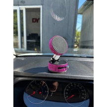 Kadınlara Özel Kristal Taşlı Fuşya Araç Telefon Tutacağı Oto Telefon Tutucu