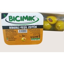 Bıcımık Biber Dolgulu Çekirdeksiz Yeşil Zeytin İşlem Görmüş Salamura 25 G Piknik X 40 Adet