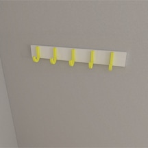 Hepsi3boyutlu Modern Duvar & Kapı Baston Askılık - 5 Adet Sarı J Askılık - Model No : 6 Sarı