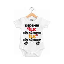 Babylimon Dedemin İlk Göz Agrısının İlk Göz Agrısıyım Baskılı Pamuk Bebek Zıbını Beyaz - 936719610 Beyaz
