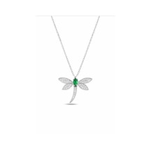 Çekirdekjewelry 925 Ayar Gümüş Yusufçuk Kolye Sarı Altın Kaplama Zümrüt Taşlı Taşlı Model Gri